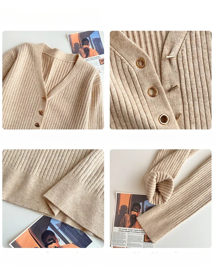 2024 Autumn Winter Women Sweaters Casual Slim Button Knitted Pullover Sweater Femme Basic Solid Jersey Tops Fashion Clothes