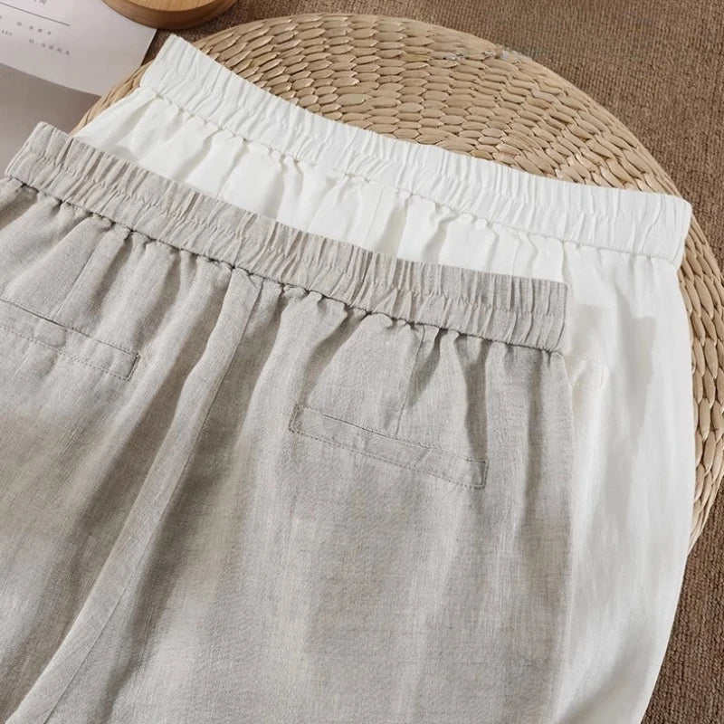 Breezy Linen High-Waist Wide Leg Pants