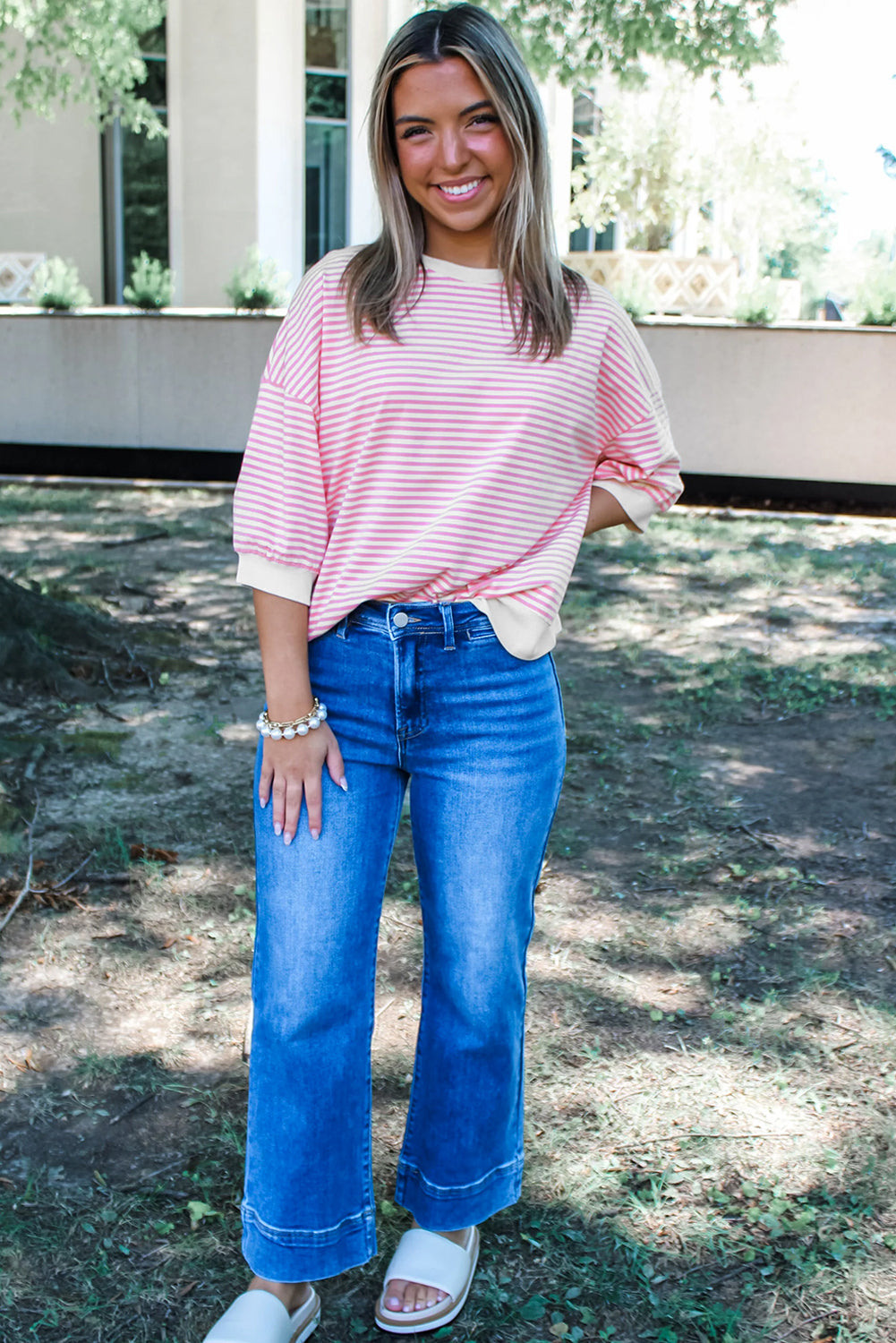 Sophisticated Stripe Drop Shoulder Top