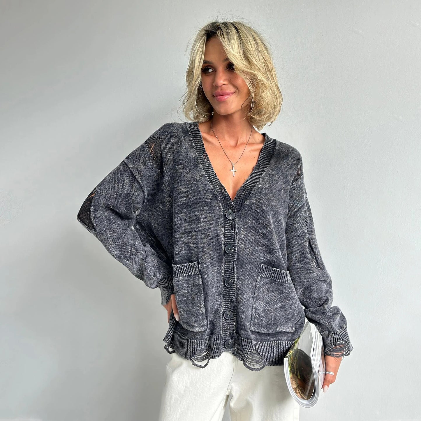 Vintage Knit Button Up Cardigan