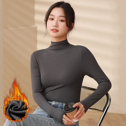 Half Turtleneck Modal Bottoming Shirt Women Autumn Winter New Inner Wear Fashion Slim Black Thickened Long Sleeve Top Pullover