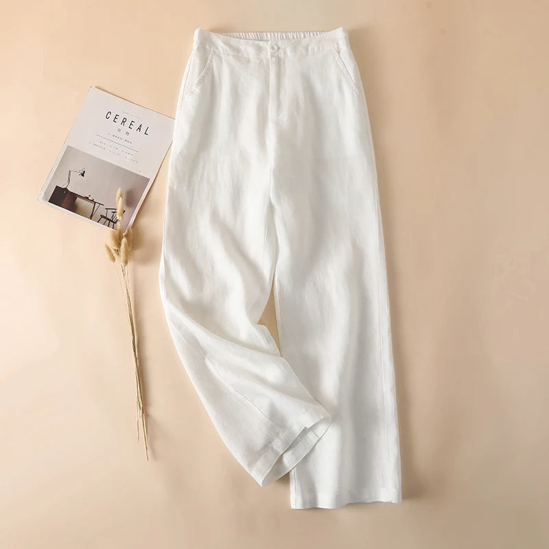 Breezy Linen High-Waist Wide Leg Pants