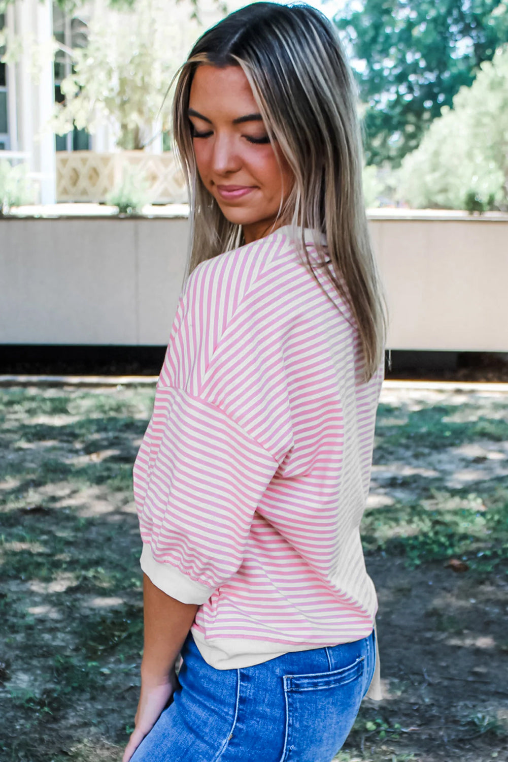 Sophisticated Stripe Drop Shoulder Top