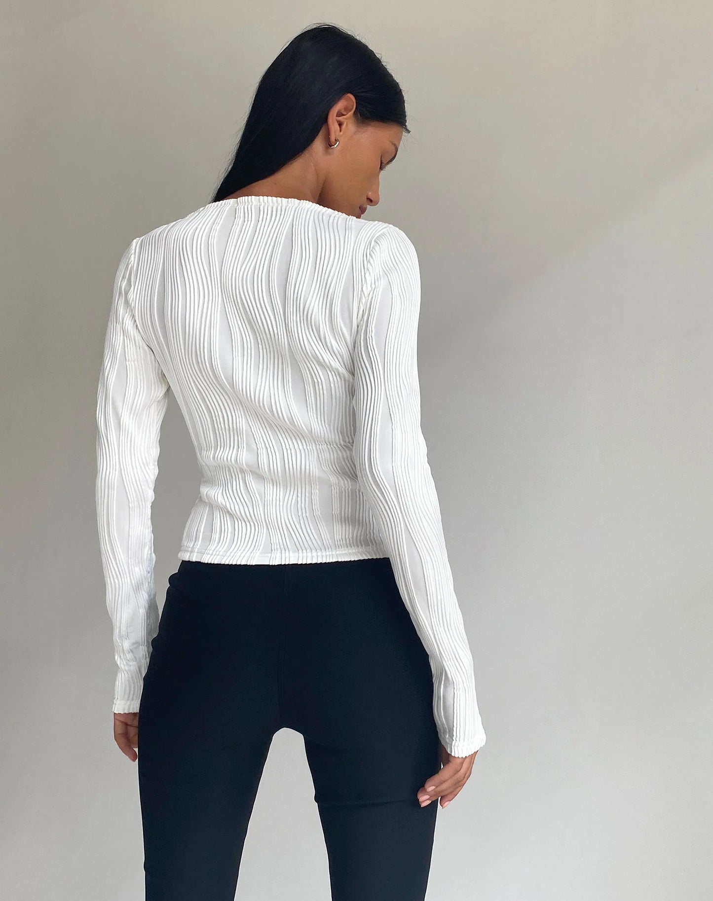 Ruched Cropped Long Sleeve Top